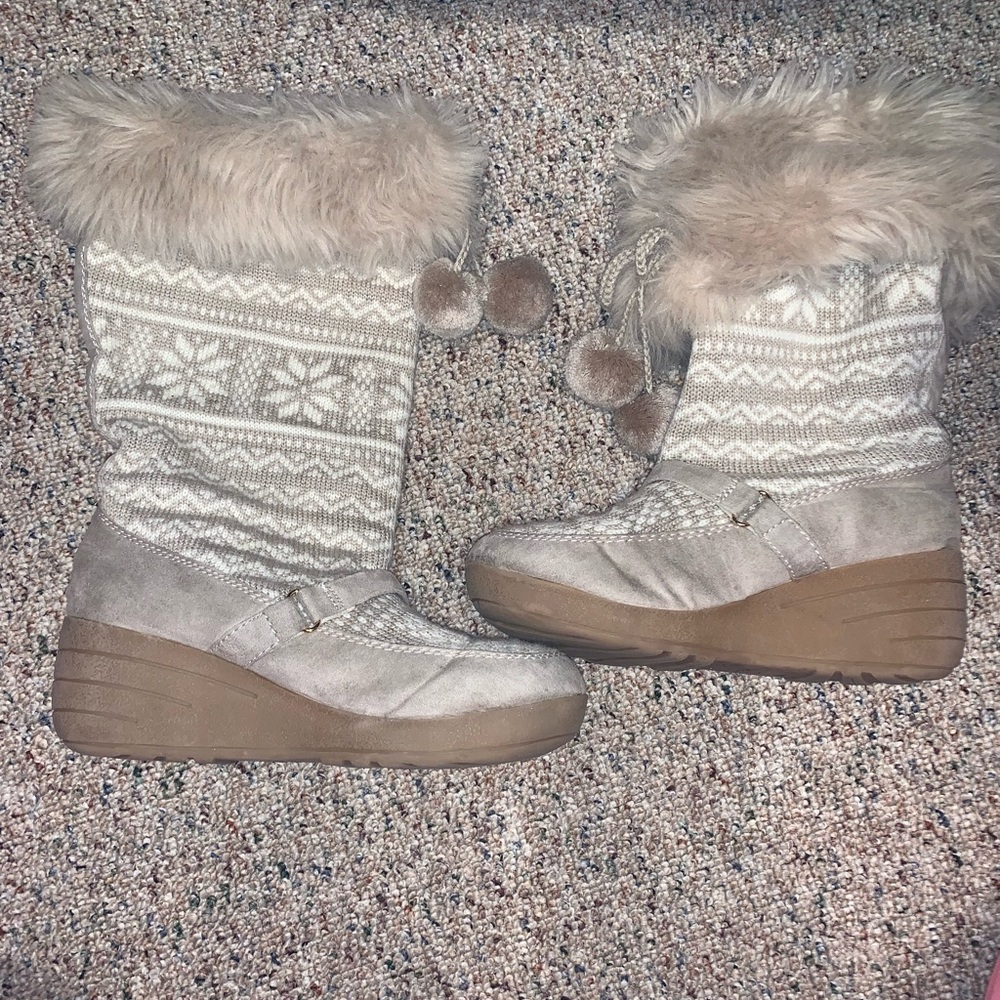 Boots with fur Sz 10 Red Camel super warm EUC